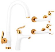 خرید ست شیرآلات آئس مدل آرچر رنگ سفید طلایی در فروشگاه معتبر محمودی رئوف