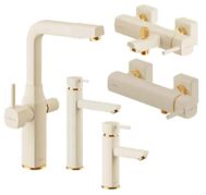 فروش ست شیرآلات یونیک برند شودر رنگ شیری طلایی