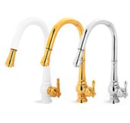 شیر ظرفشویی شاوری آئس مدل لیندا در رنگهای سفید طلایی، طلایی و کروم