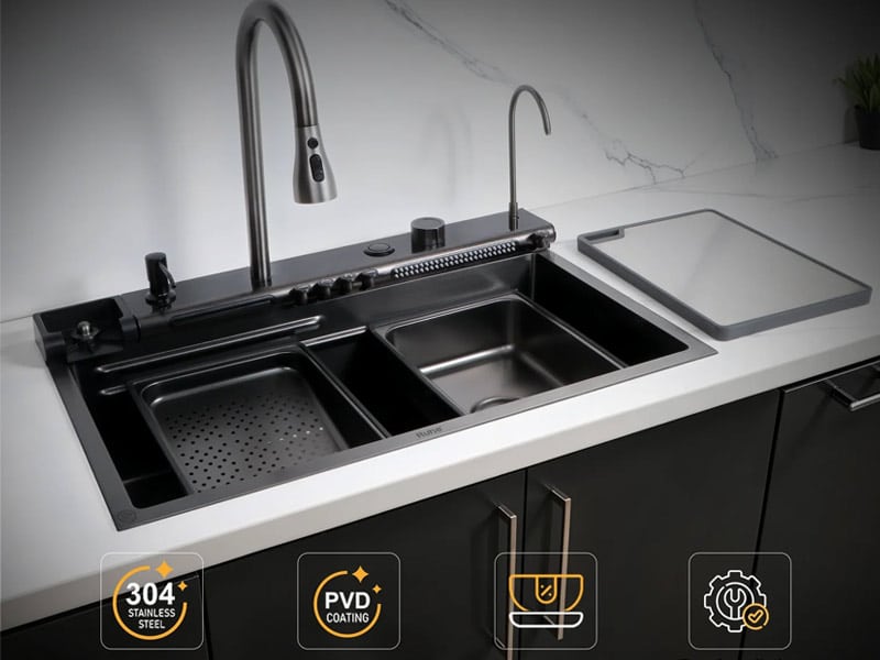 سینک‌های پیانویی (piano)، آبشاری (waterfall) و سینک‌های هوشمند مدرن‌ترین سینک ظرفشویی 2025