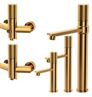 ست کامل شیرآلات کسری مدل کراون رنگ طلایی موجود است.