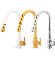 شیر ظرفشویی شاوری آئس مدل لیندا در رنگ‌های سفید طلایی، طلایی و کروم