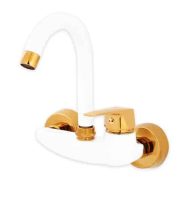 فروش شیر ظرفشویی دیواری آئس مدل یاس رنگ سفید طلایی