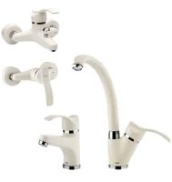 فروش ست شیرآلات اپال برند شودر رنگ شیری کروم